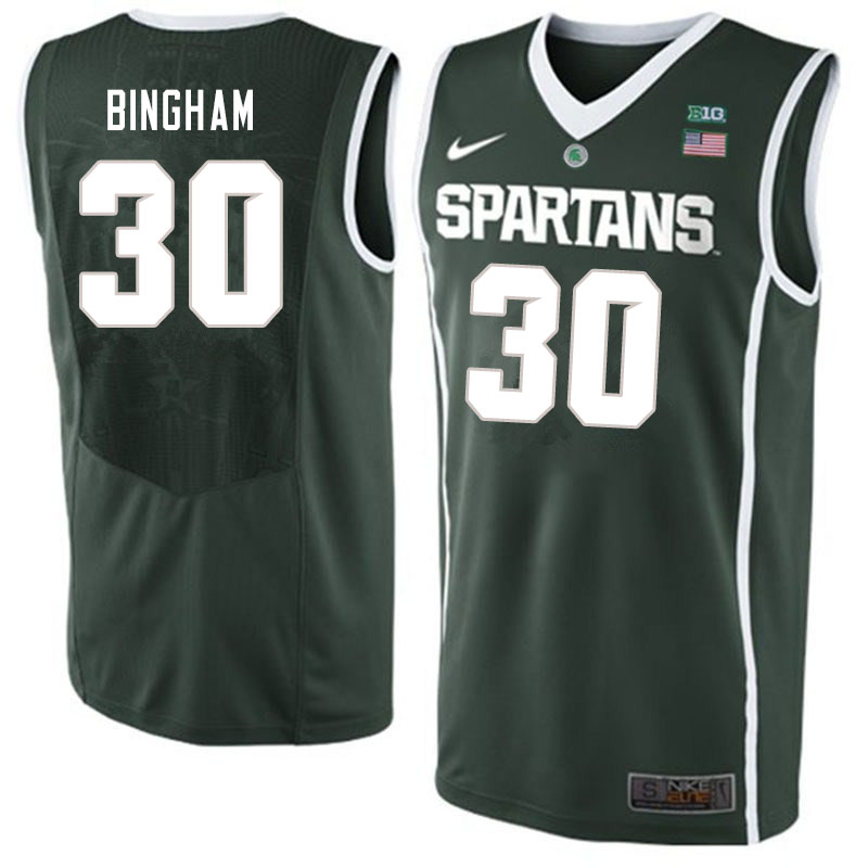 Men #30 Marcus Bingham Michigan State Spartans College Basketball Jerseys Sale-Dark Green